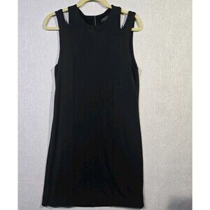 Rag & Bone NY Vela Sheath Dress Slit Shoulder Zip Black Large